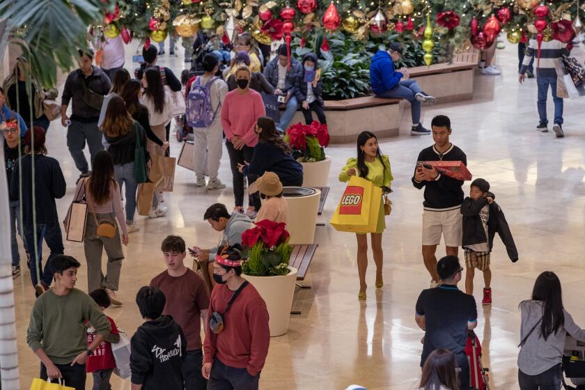 COSTA MESA, CA - NOVEMBER 25, 2022: Shoppers search for Black Friday deals at South Coast Plaza on November 25, 2022 in Costa Mesa, California.(Gina Ferazzi / Los Angeles Times)