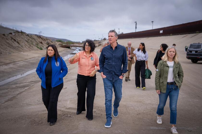 San Diego County Supervisor Nora Vargas, Commissioner of the U.S. International Boundary and Water Commission Maria-Elena Giner, California Gov. Gavin Newsom and Secretary of the Governor's Cabinet Ann Patterson, tour the South Bay International Wastewater Treatment Plant.