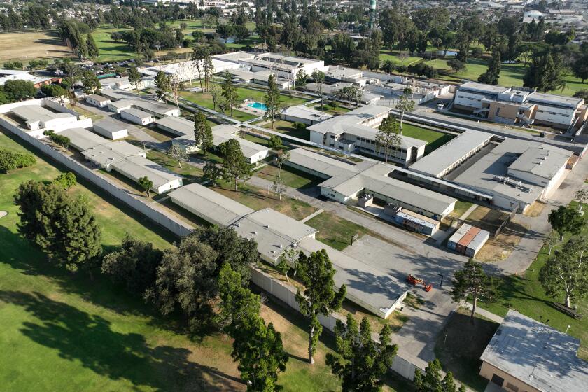 Downey, CA - June 29: Aerial view of Los Padrinos Juvenile Hall in Downey Thursday, June 29, 2023. (Allen J. Schaben / Los Angeles Times)