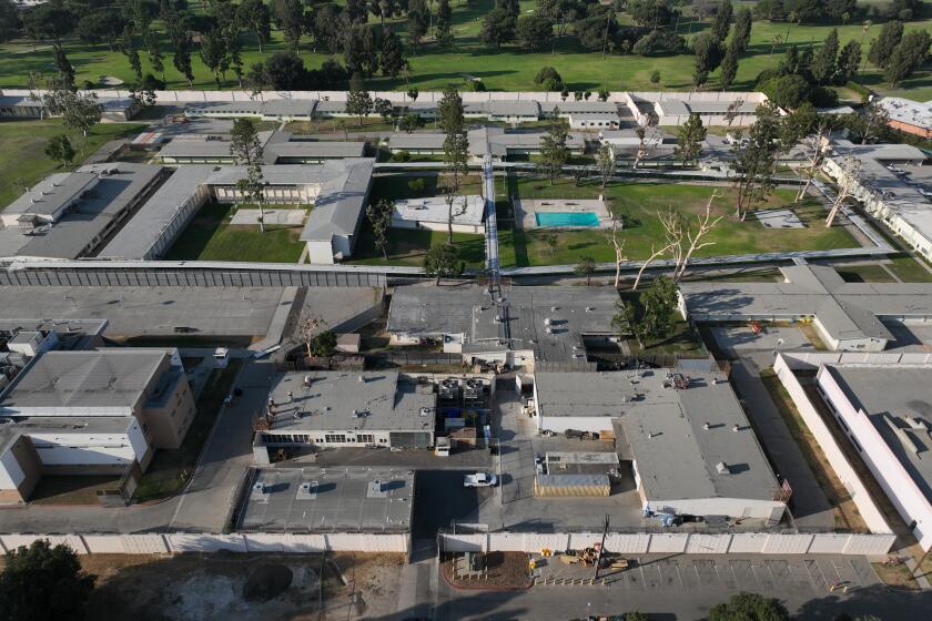 Downey, CA - June 29: Aerial view of Los Padrinos Juvenile Hall in Downey Thursday, June 29, 2023. (Allen J. Schaben / Los Angeles Times)