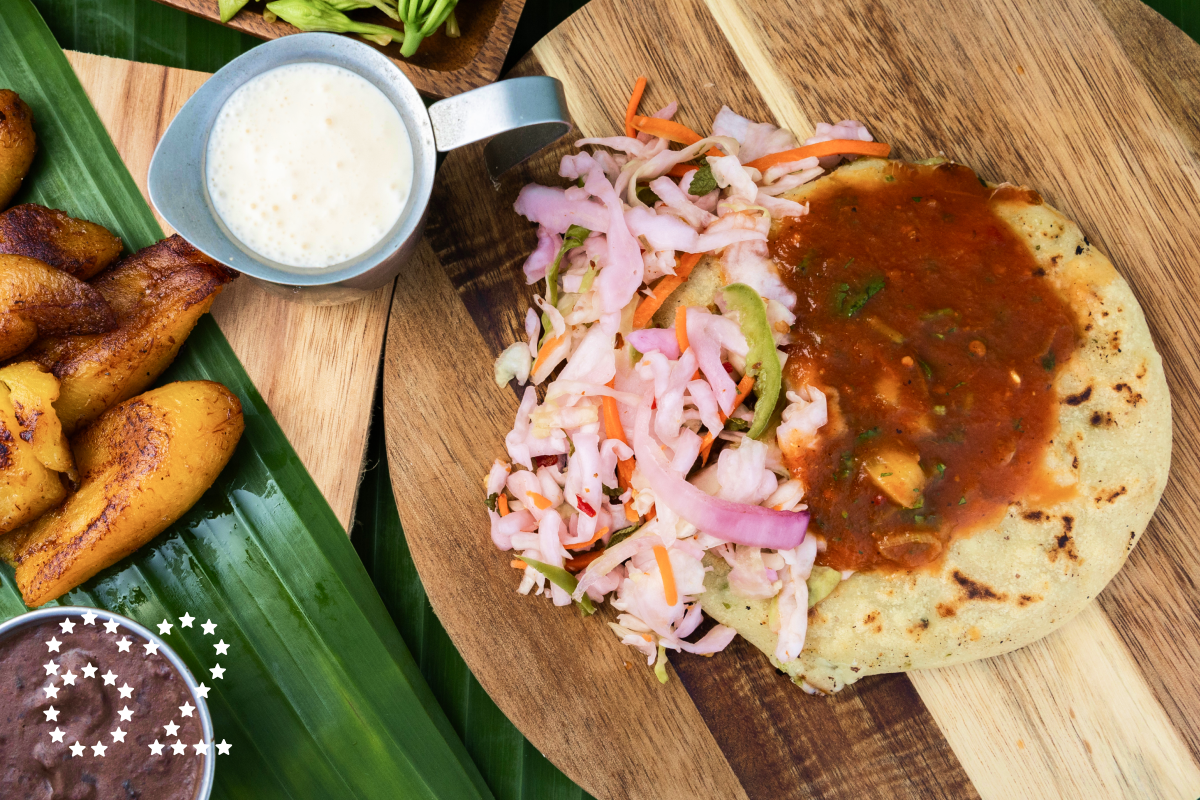 LOS ANGELES, CA - OCTOBER 01: Fried plantains and queso and loroco pupusa at Delmy's Pupusas in Los Angeles, CA on Tuesday, Oct. 1, 2024. (Myung J. Chun / Los Angeles Times)