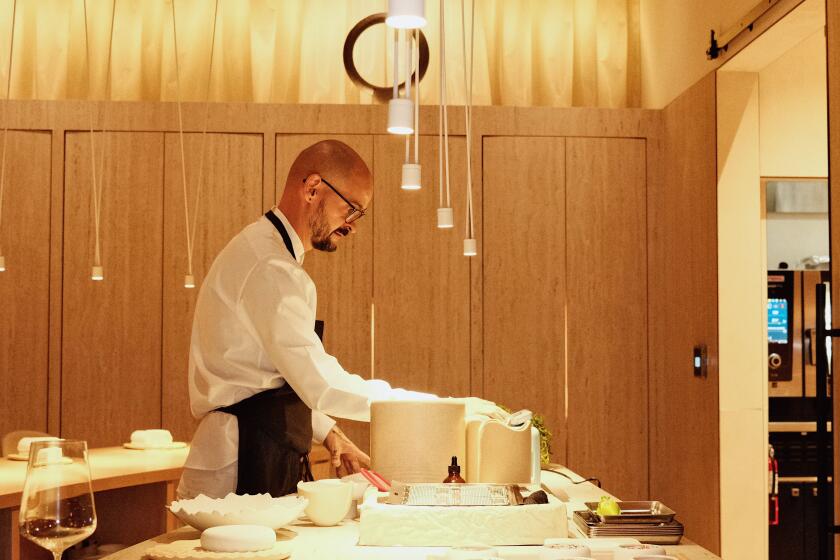 Chef-owner Aitor Zabala mans the chef's counter at Somni in West Hollywood, photographed in November 2024.